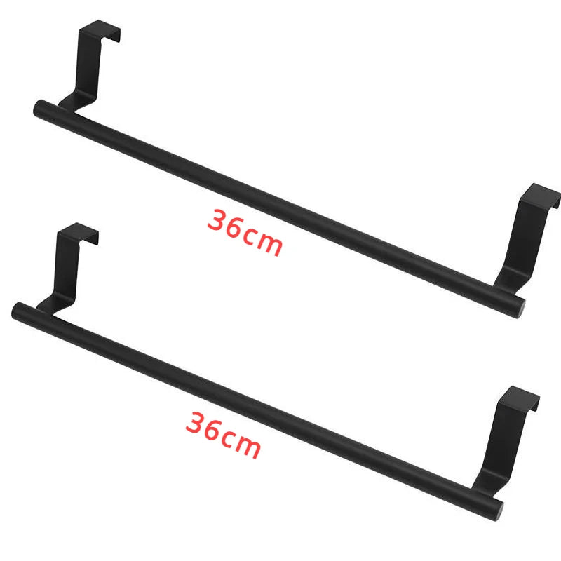 Over Cabinet Door Towel Rack | Punch-Free Steel Hanger Cabinet Door Towel Rack Peaceful Pleasures Health and Wellness L 2Pcs