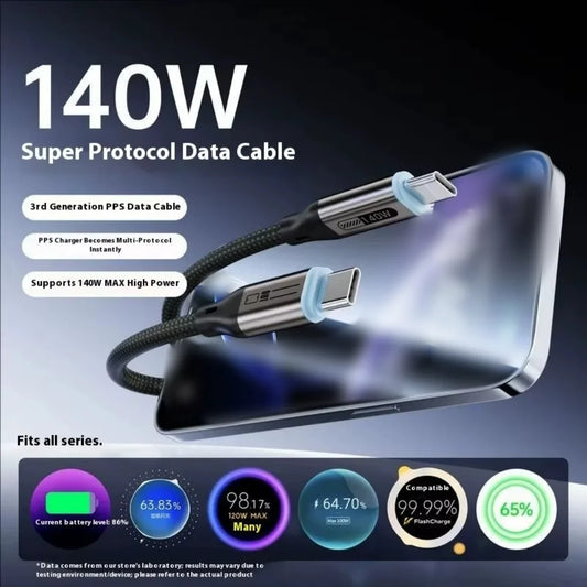 140W USB-C to USB-C Fast Charging Cable – iPhone, Samsung, MacBook USB-C Charging Cable Peaceful Pleasures Health and Wellness