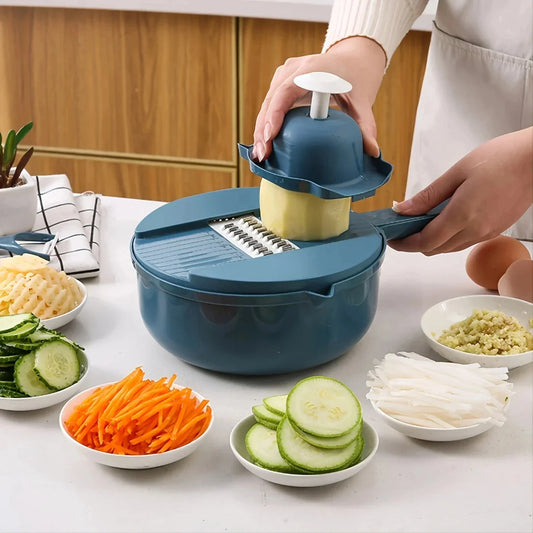 9-in-1 Vegetable Cutter, Slicer & Grater – Manual Kitchen Tool Vegetable Slicer Grater Oasis Select