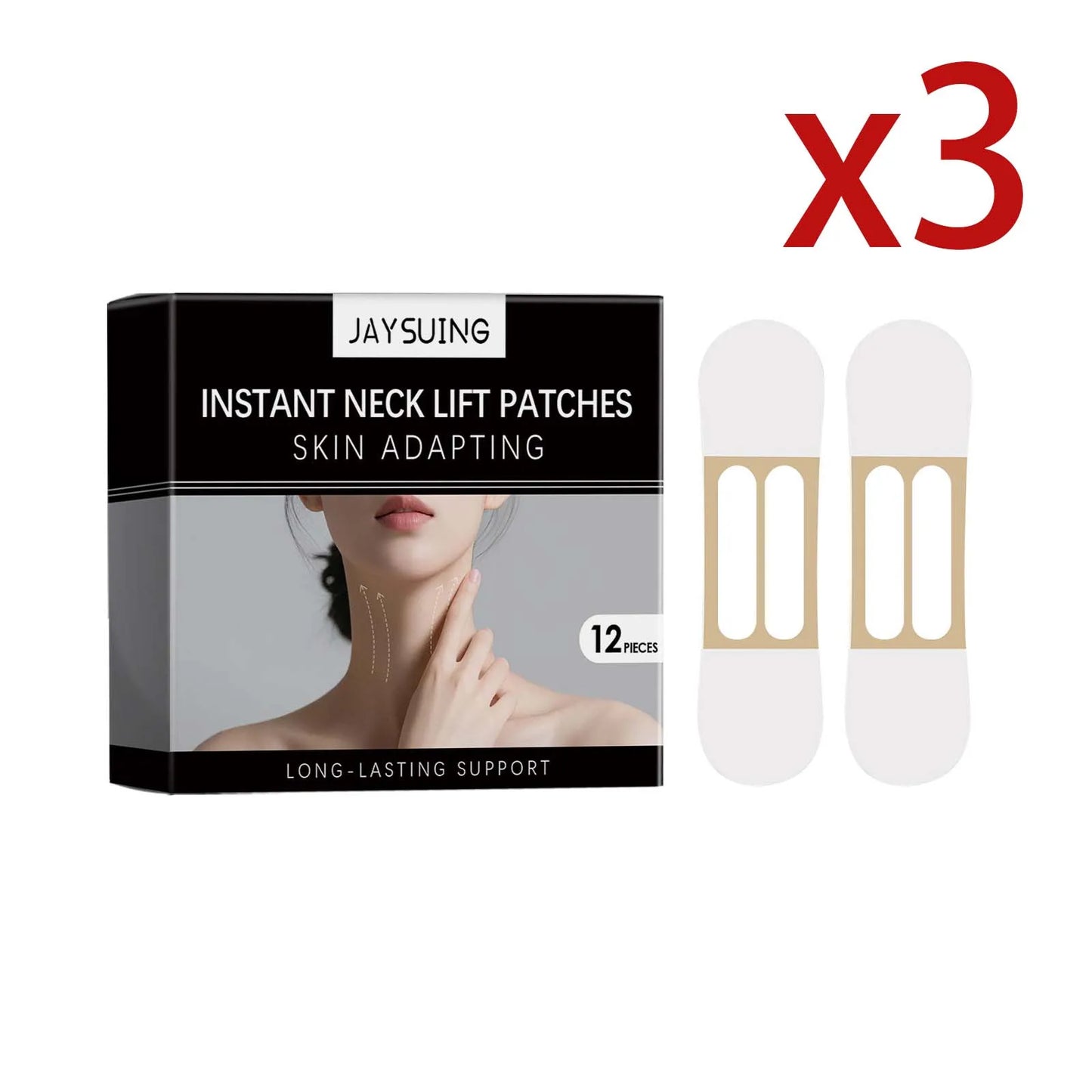 Hyaluronic Acid Neck Lifting Patches Fade Fine Lines Reduce Droop Improve Skin Elasticity Enhance Contour Sense Neck Care Patch Peaceful Pleasures Health and Wellness 3x12PCS