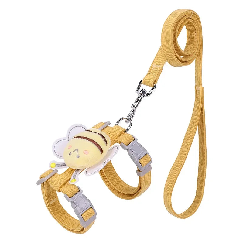Cartoon Bee Cat Harness Leash Set – Adjustable Walking Vest
