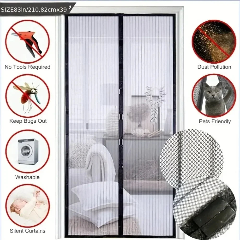 Curtains Living Room 2024 New Model Automatic Closing No Punching Insulation Gauze Anti-mosquito Magnetic Door Curtain Shades Peaceful Pleasures Health and Wellness