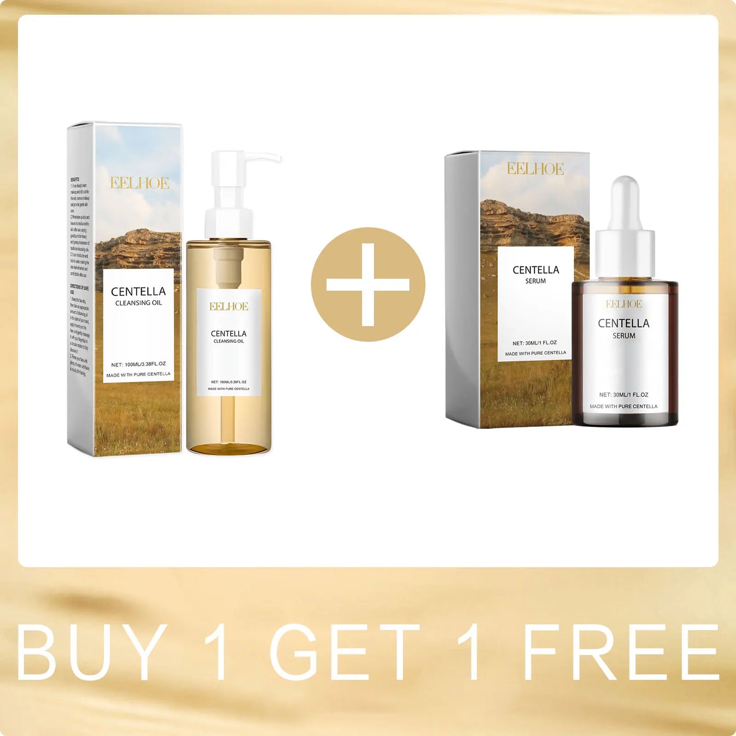 EELHOE Centella Cleansing Oil & Hydrating Face Serum Set