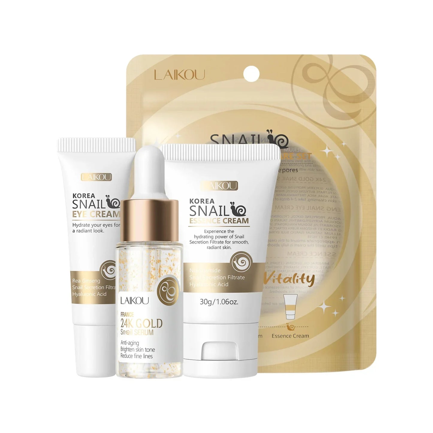 LAIKOU Vitamin C Sakura Skincare Set – Serum, Eye & Face Cream