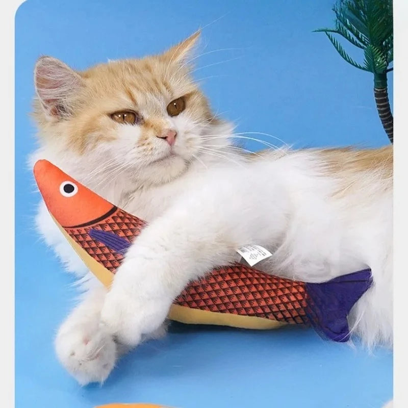 Cat Toy Contains Catnip for Self Pleasure and Relaxation 3D Simulated Fish Pillow Fish Interactive Sound Plush Toy Peaceful Pleasures Health and Wellness