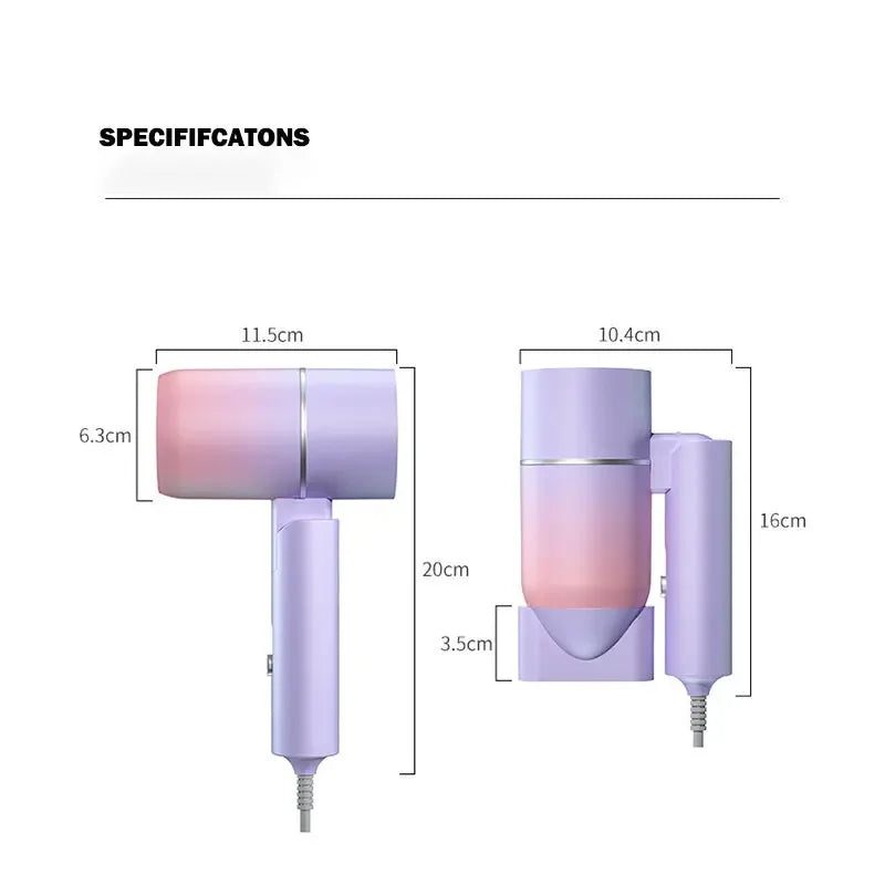 URGGU Folding Travel Hair Dryer | Anion Care & Carrying Bag