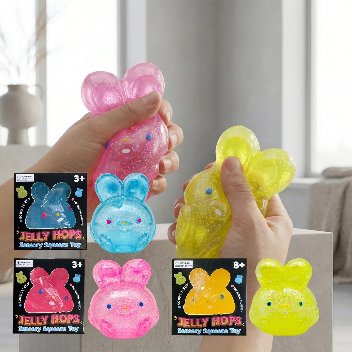 Rabbit Jelly Squishy Toy TPR Fidget Squeeze Toy for Kids & Adults
