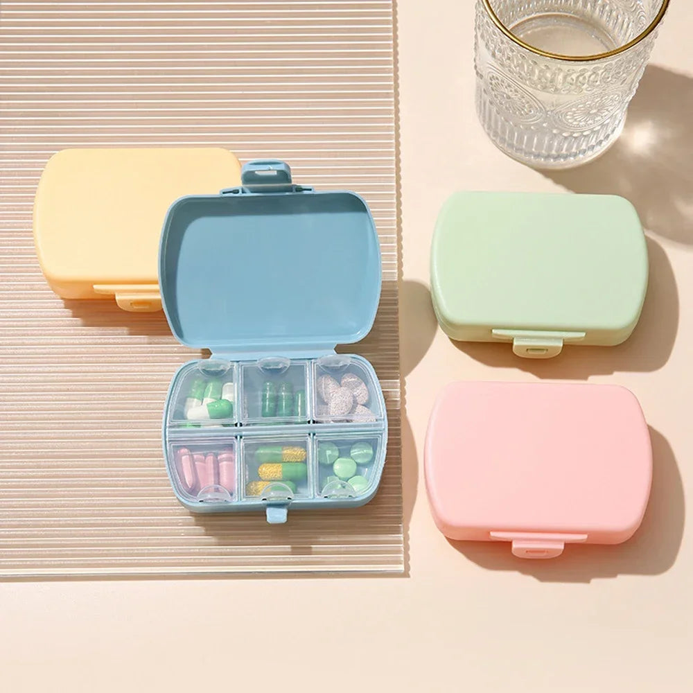 SPSPMA 1PCS Travel Pill Organizer, 6 Compartments Daily Pill Case, Portable Small Pill Box for Purse or Pocket Peaceful Pleasures Health and Wellness