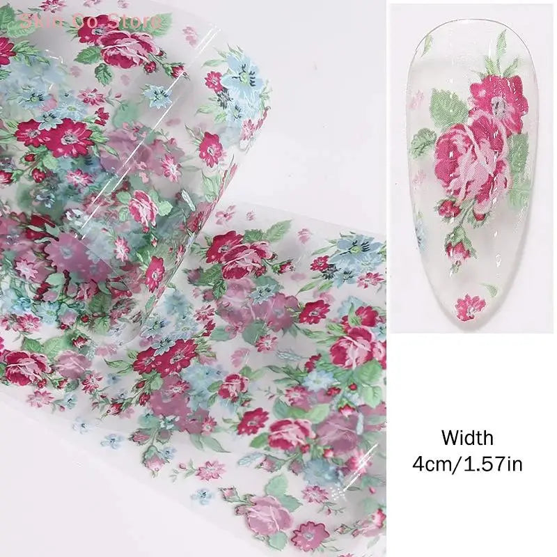 1Pcs Flower Nail Transfer Foils Stickers for Nail Art Peaceful Pleasures Health and Wellness