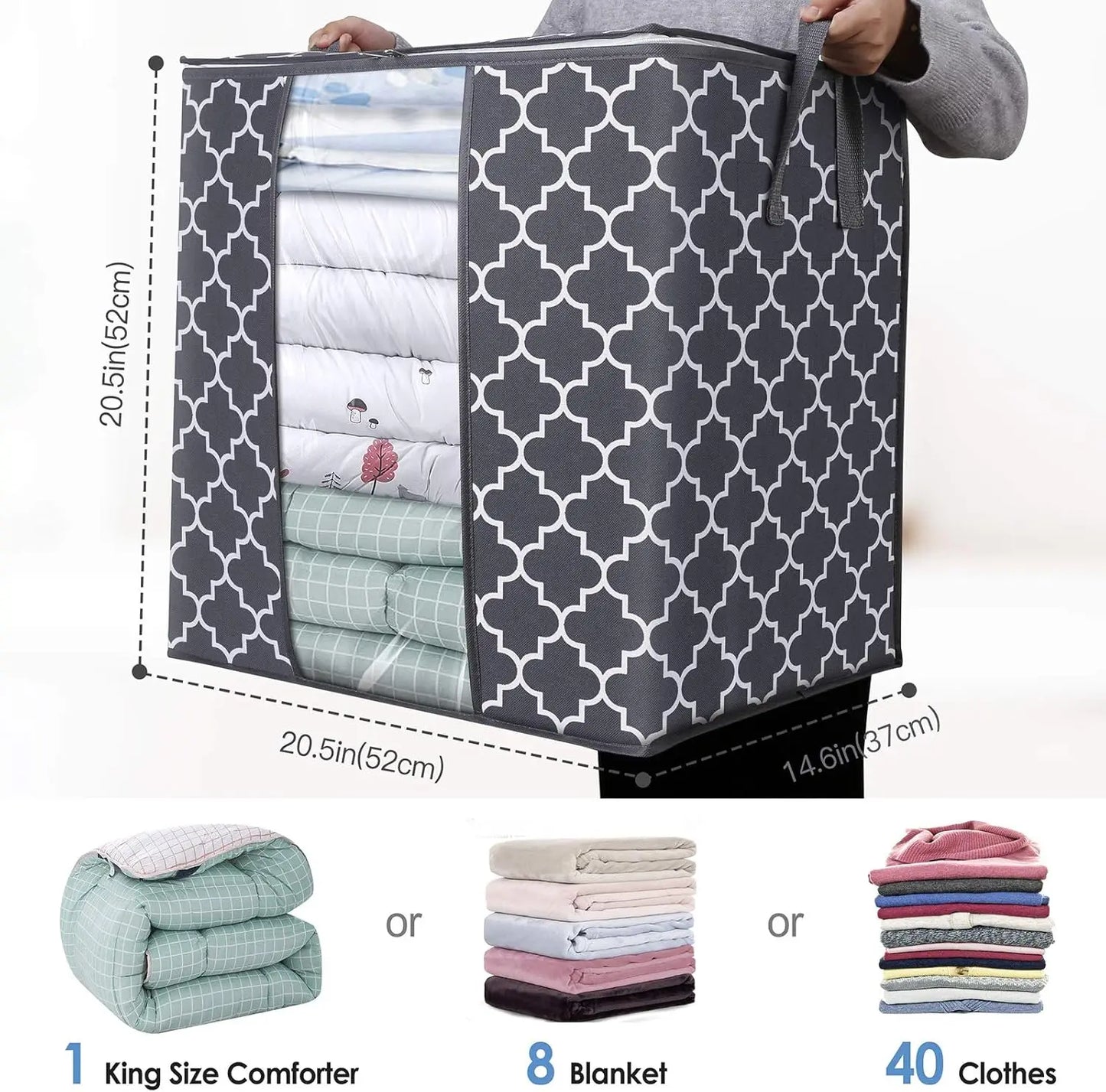 100L Storage Bags 3-Pack – Clear Window, Sturdy Zippers & Reinforced Handle Storage Bag Peaceful Pleasures Health and Wellness