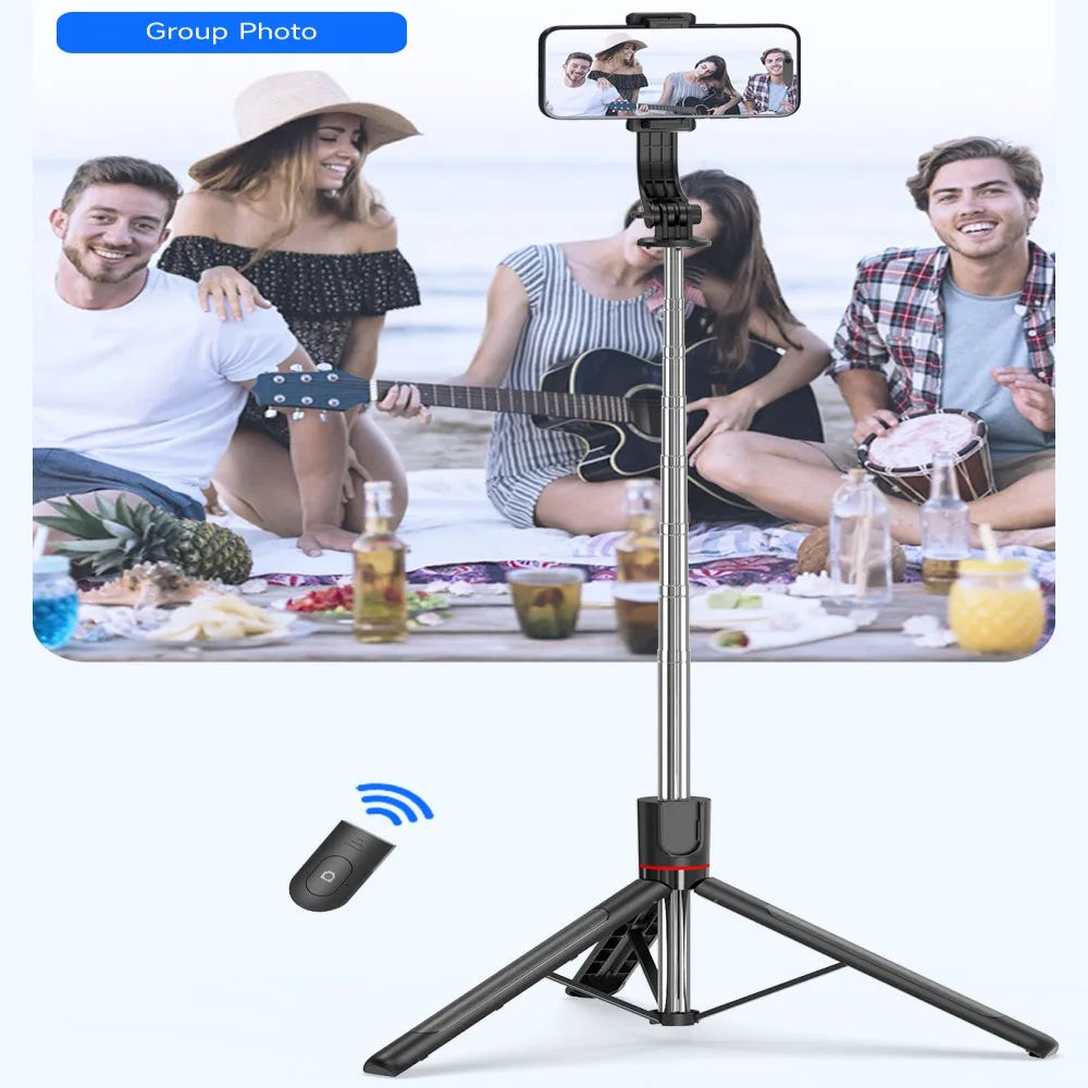 Selfie Stick Tripod with Bluetooth Remote, 6-Section Extendable Pole, 360° Rotation, Fill Light Option, for Phone Vlog Peaceful Pleasures Health and Wellness