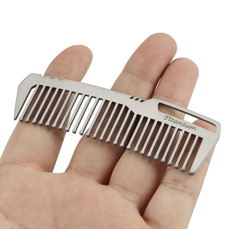 Non Rusting Pure Titanium Comb Portable Anti Static Hair Comb Mini Portable Titanium Alloy Combs EDC Super Light Titanium Combs Peaceful Pleasures Health and Wellness