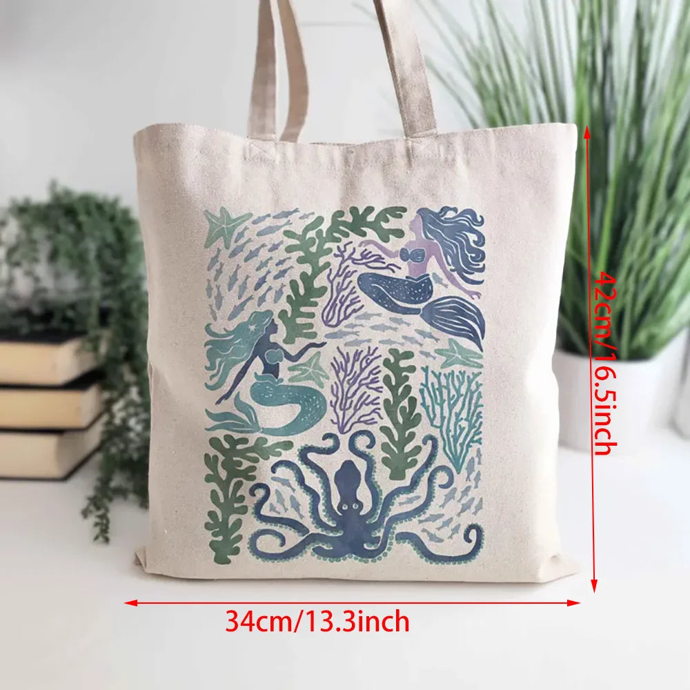 Ocean Watercolor Tote Bag | Mermaid & Whale Beach Gift