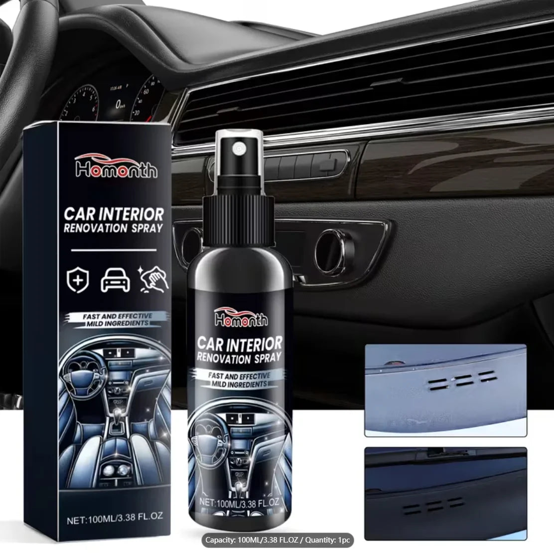 Car Interior Plastic & Leather Cleaner, Polish & Anti-Oxidation