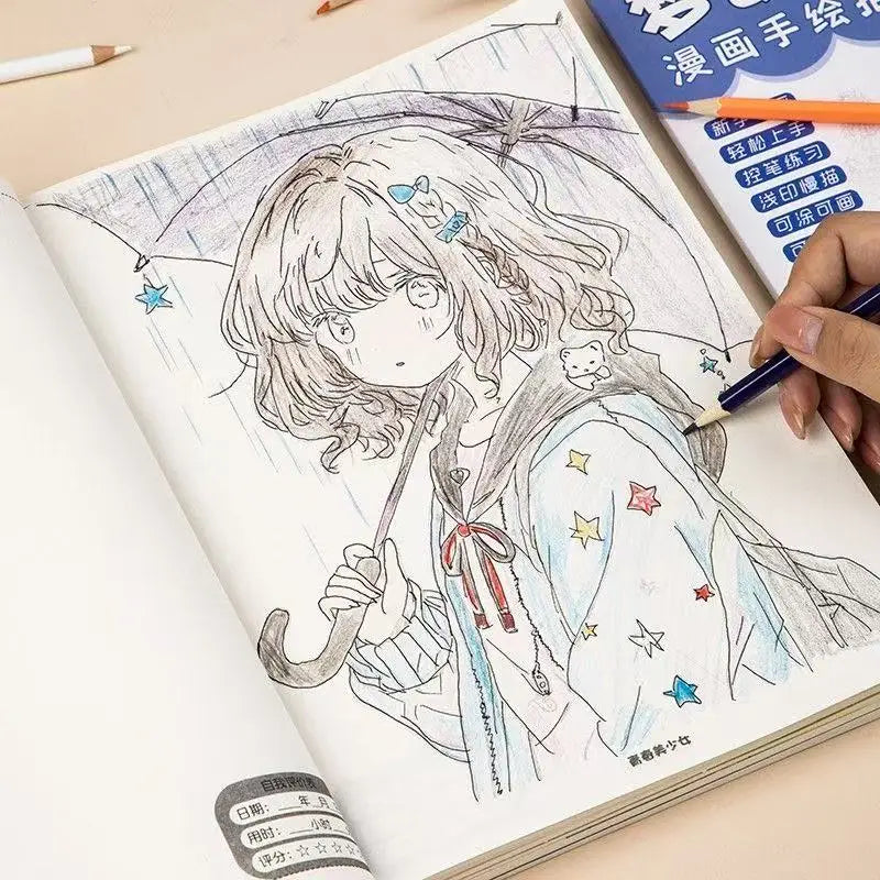 Beautiful Anime Girls Manga Tracing Drawing Book 48 Pages