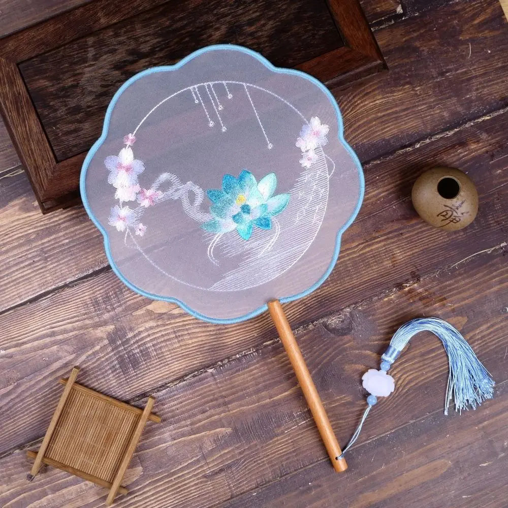 Vintage Silk Embroidery Fan | Floral Hanfu Accessory & Dance Prop