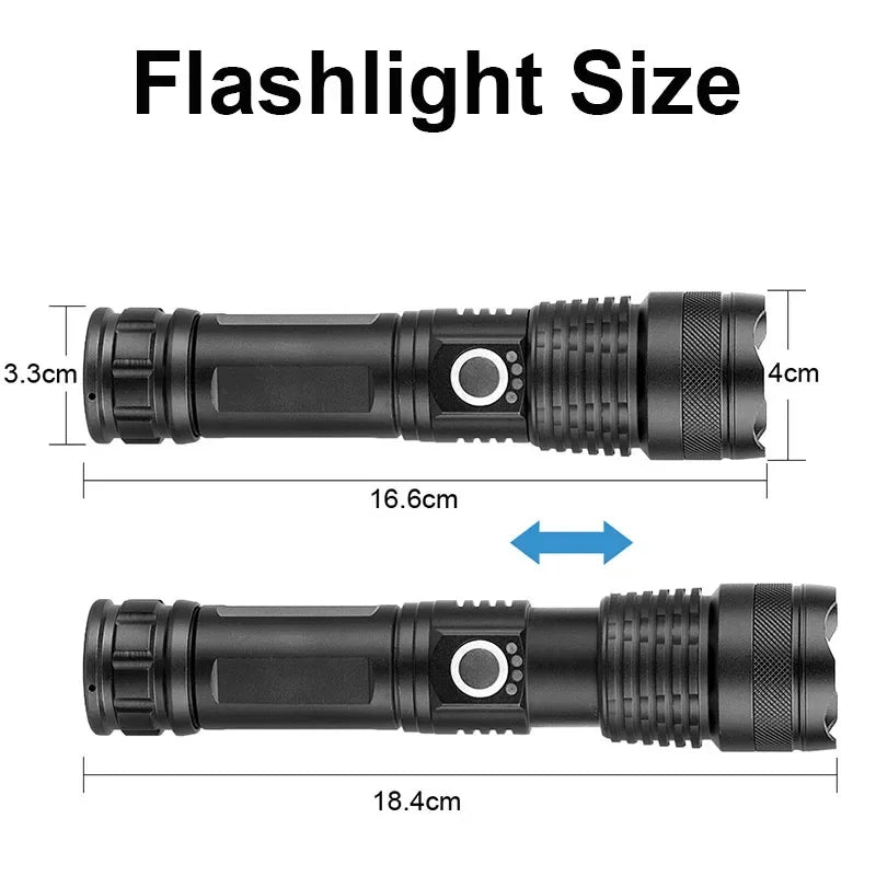 ZHIYU P50 Zoomable LED Tactical Flashlight – 500m Rechargeable