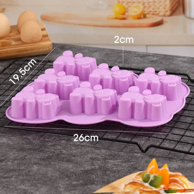 3D Lovely Bear Cake Mold Animal Cookie Silicone Mould For Chocolate Candy Kitchen Fondant Supplies Cupcake Topper Decorating Peaceful Pleasures Health and Wellness YH-511-Purple