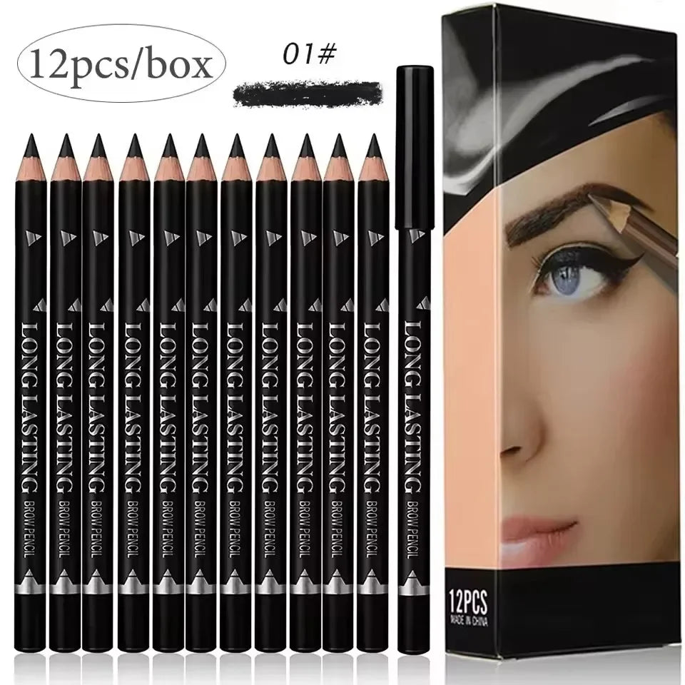 Waterproof Eyebrow Pencil Set 6/12 Pcs – Natural Black & Brown
