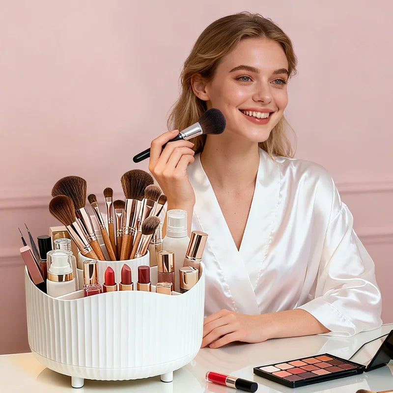 360° Rotating Makeup Brush Holder | Transparent Organizer Makeup Brush Organizer Peaceful Pleasures Health and Wellness