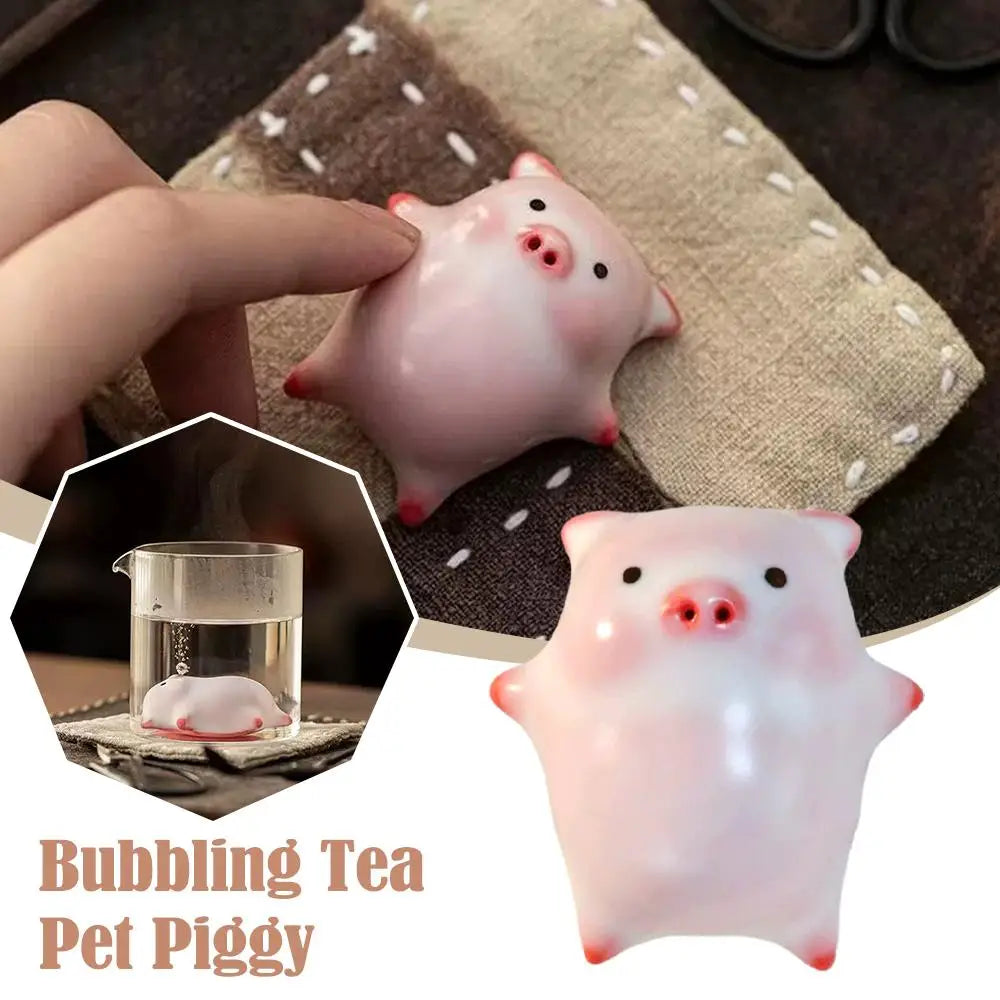 Ceramic Spitting Bubble Pig Tea Making Pets Fun Lying Flat Pig Spitting Bubbles Cartoon Ceramic Cup Tea Set Decoration Peaceful Pleasures Health and Wellness