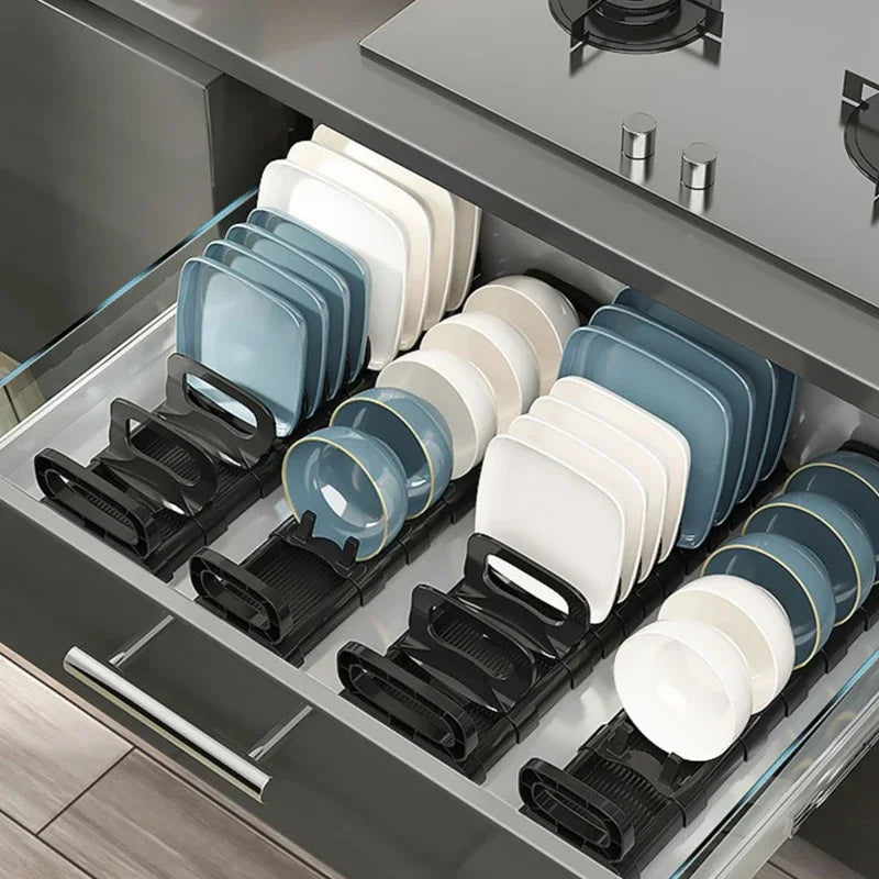 Kitchen Cabinet Dish Storage Rack Drawer Built-in Dish Drain Rack Plate Divider Storage Rack Kitchen Accessories Organizer Peaceful Pleasures Health and Wellness