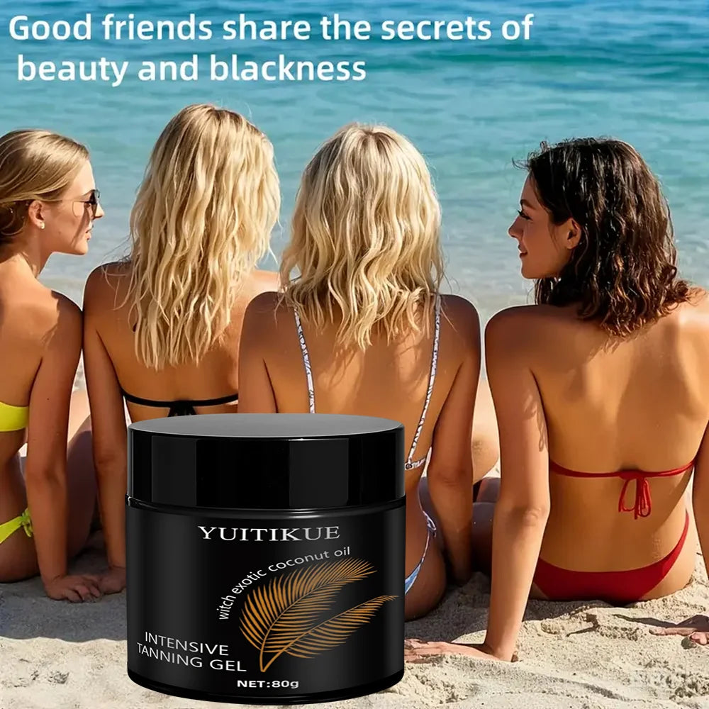 YUITIKUE Intensive Tanning Gel 80g with Coconut Oil - Fast Natural Sun-Kissed Glow, Moisturizing & No Streaks, Tropical Scent Peaceful Pleasures Health and Wellness