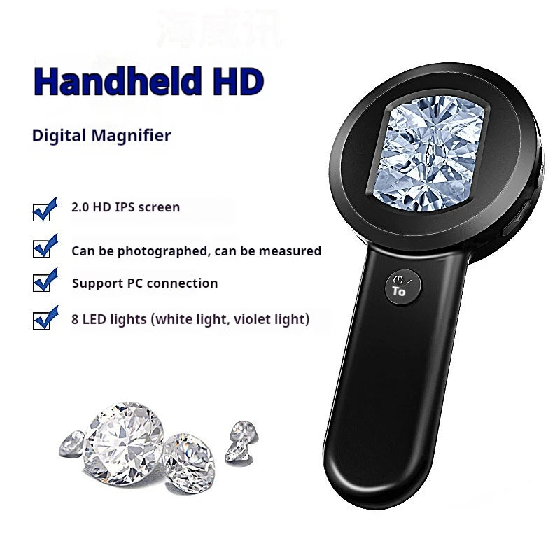 High-Definition Electronic Magnifying Glass Identification and Appreciation Tool, Electronic Digital Microscope, Led Peaceful Pleasures Health and Wellness