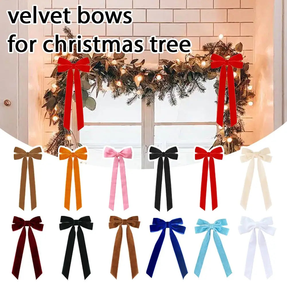 12-Pack Velvet Christmas Bows | Tree Ornaments & Gift Wrap Christmas Bow Ornaments Peaceful Pleasures Health and Wellness