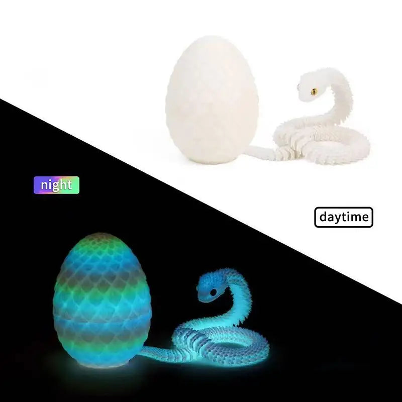 3D Printed Snake with Egg Figurine | 30cm Realistic Desk Ornament