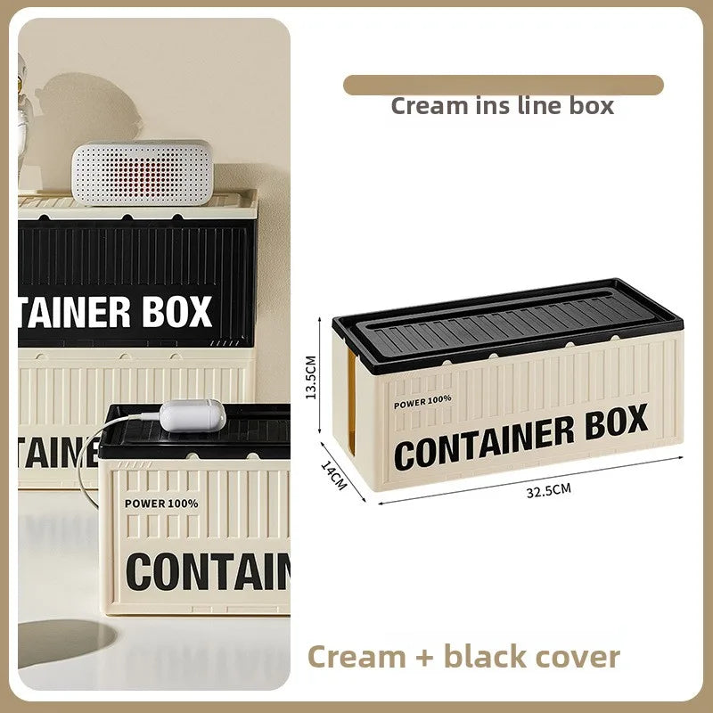 Cable Management Box | Power Strip Organizer & Phone Stand