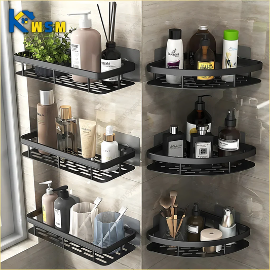 No-Drill Aluminum Shower Shelf – Corner Bathroom Organizer Rack Bathroom Shelf Organizer Oasis Select