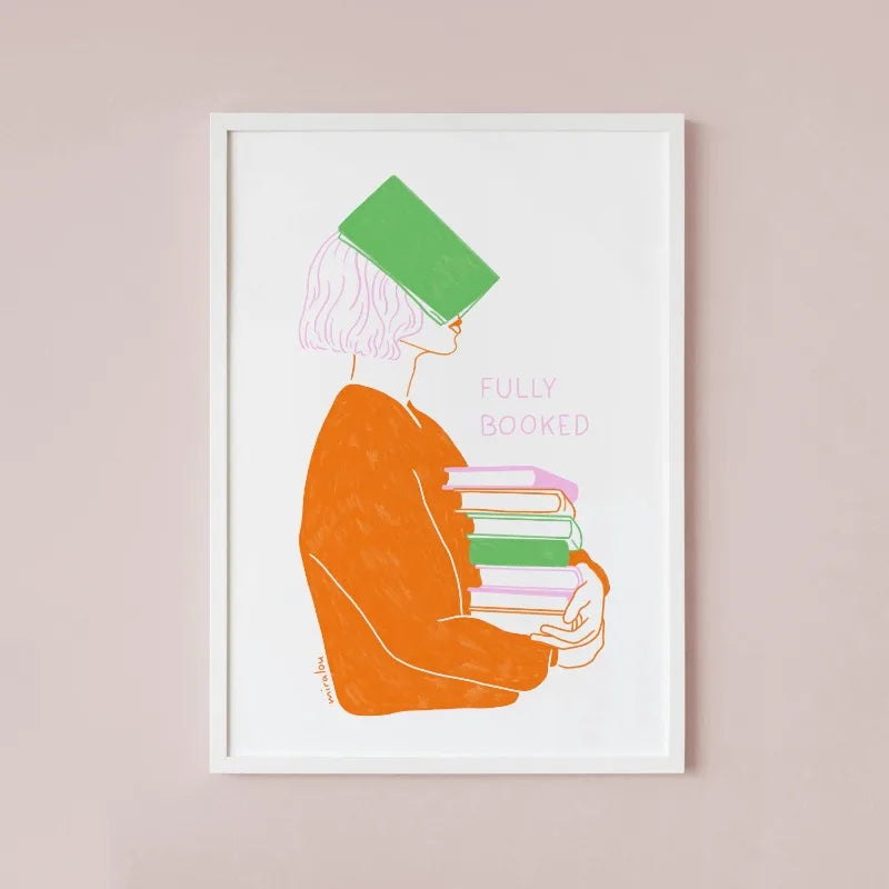 Modern Minimalist Line Girl Illustration Poster Girly Busy Resting Reading Book Canvas Painting Wall Art Living Room Home Dec Peaceful Pleasures Health and Wellness 3 20x30cm Unframed