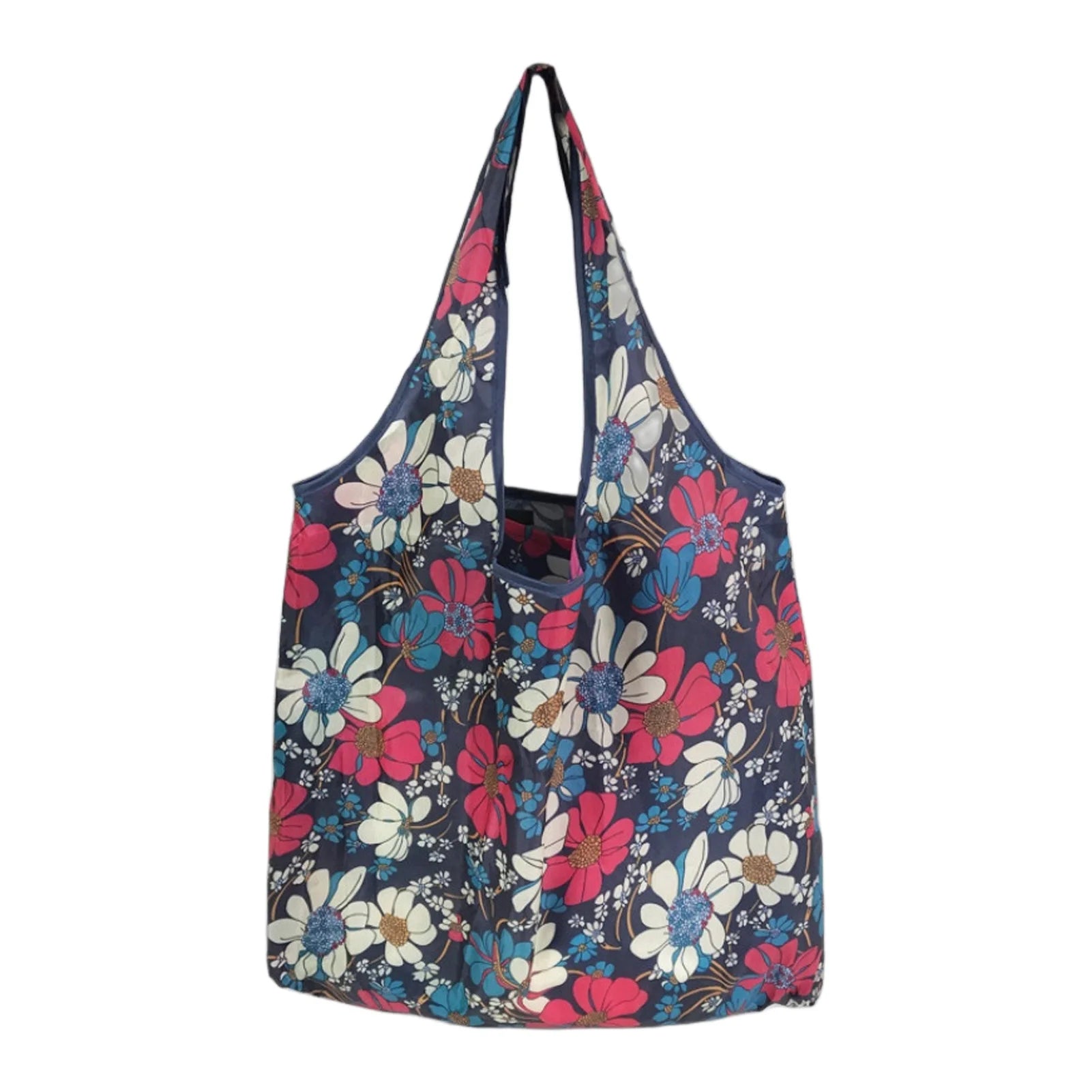 Large Capacity Eco-Friendly Foldable Shopping Bag Reusable Tote with Print Design for Supermarket Use Portable Carry Handle Peaceful Pleasures Health and Wellness B