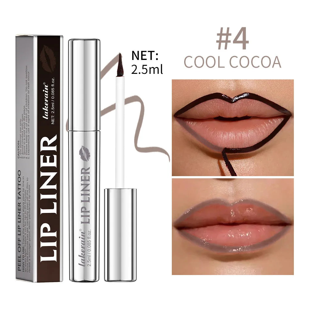 Waterproof Lip Liner Peel Off Tattoo Lipgloss Waterproof Long Lasting Matte Lip Tint Brown Contour Tear-off Lips Stain Cosmetic Peaceful Pleasures Health and Wellness 4cocoa