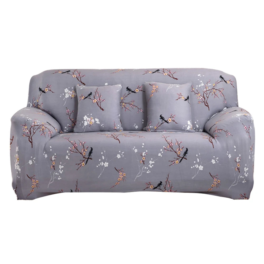 1/2/3/4 Seater Silk Cool Sofa Cover for Living Room L Shap Coner Couh Cover Spandex Extenble Furniture Protector From Cat Dog Peaceful Pleasures Health and Wellness Printed Grey 2-Seat 145-185cm