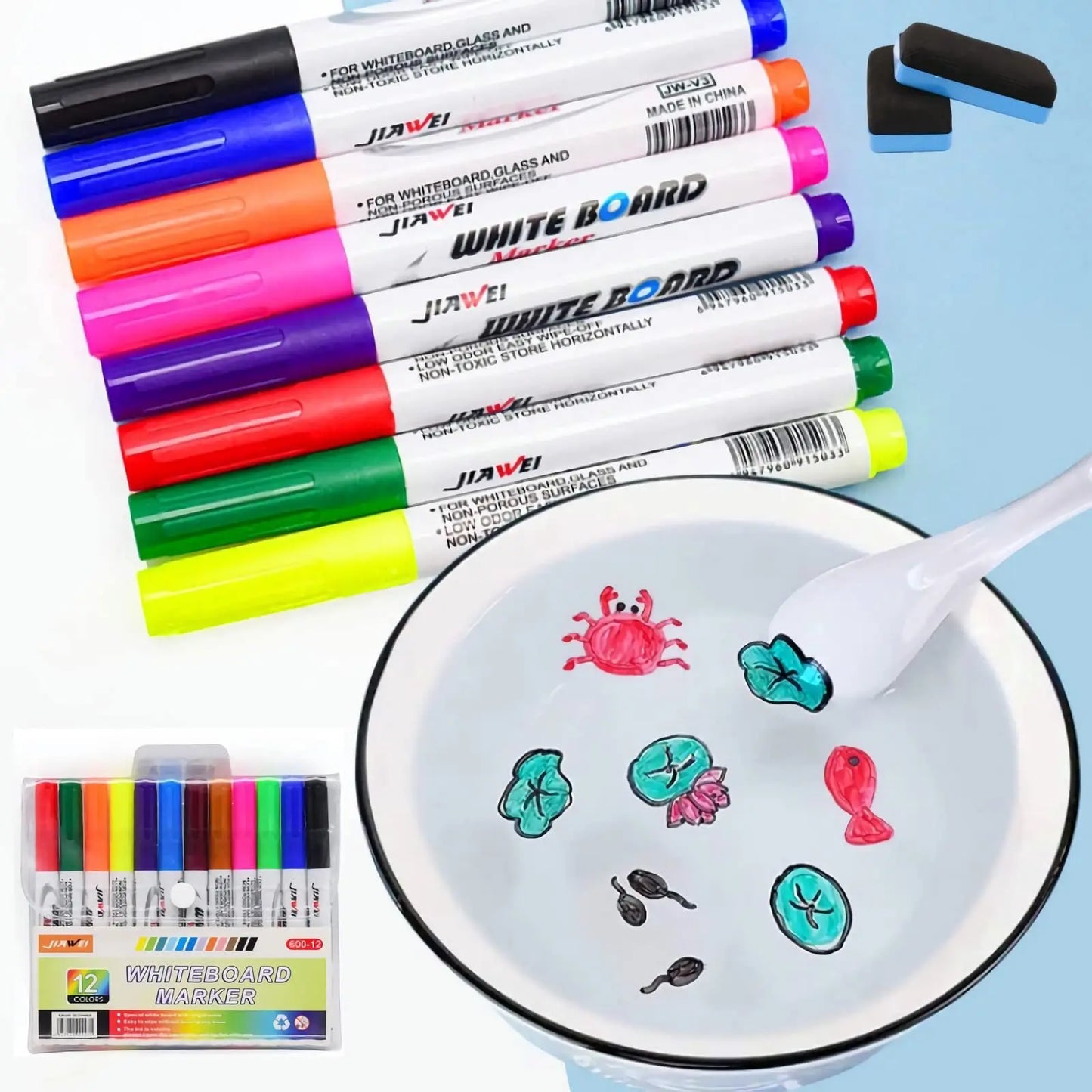 12 Colors Doodle Water Floating Pens Magical Water Painting Whiteboard Pens Markers Erasing Pens Doodle Drawing Pens Peaceful Pleasures Health and Wellness