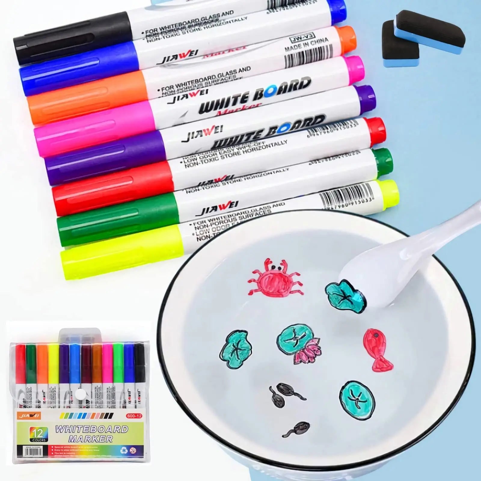 12 Colors Doodle Water Floating Pens Magical Water Painting Whiteboard Pens Markers Erasing Pens Doodle Drawing Pens Peaceful Pleasures Health and Wellness
