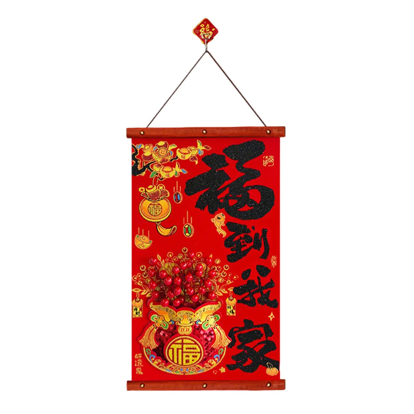 Chinese New Year Fu Characters Couplets For Front Door Decoration Authentic Chinese New Year Charm. Festive Entryway Decor Peaceful Pleasures Health and Wellness A