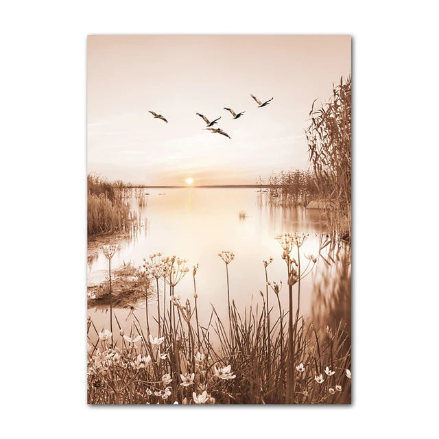 Nordic Canvas Wall Art – Lake Dandelion & Reed Print Canvas Wall Print Peaceful Pleasures Health and Wellness 10 50x70cm Unframed