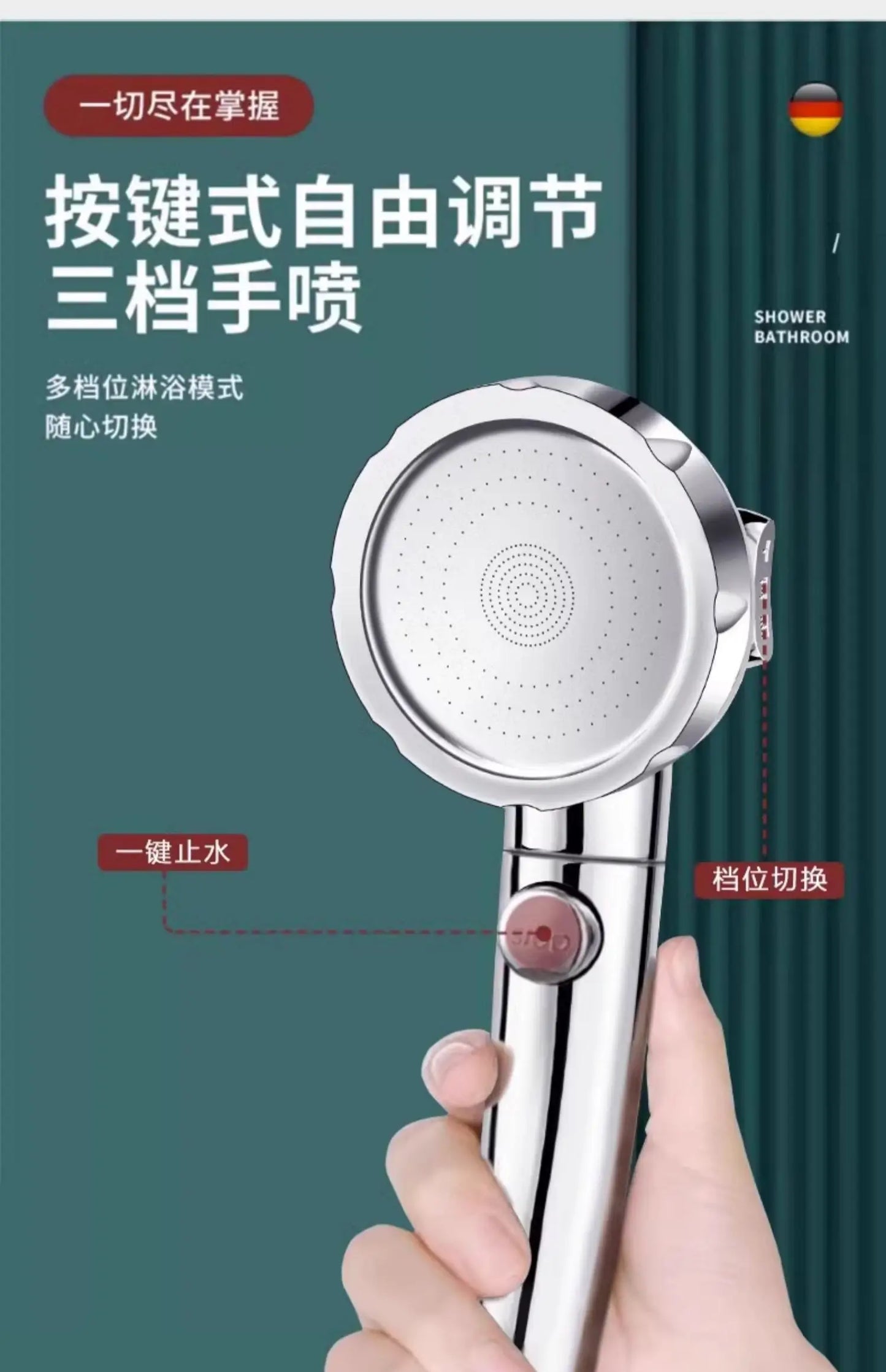 4-Mode High Pressure Handheld Shower Head | Water Saving