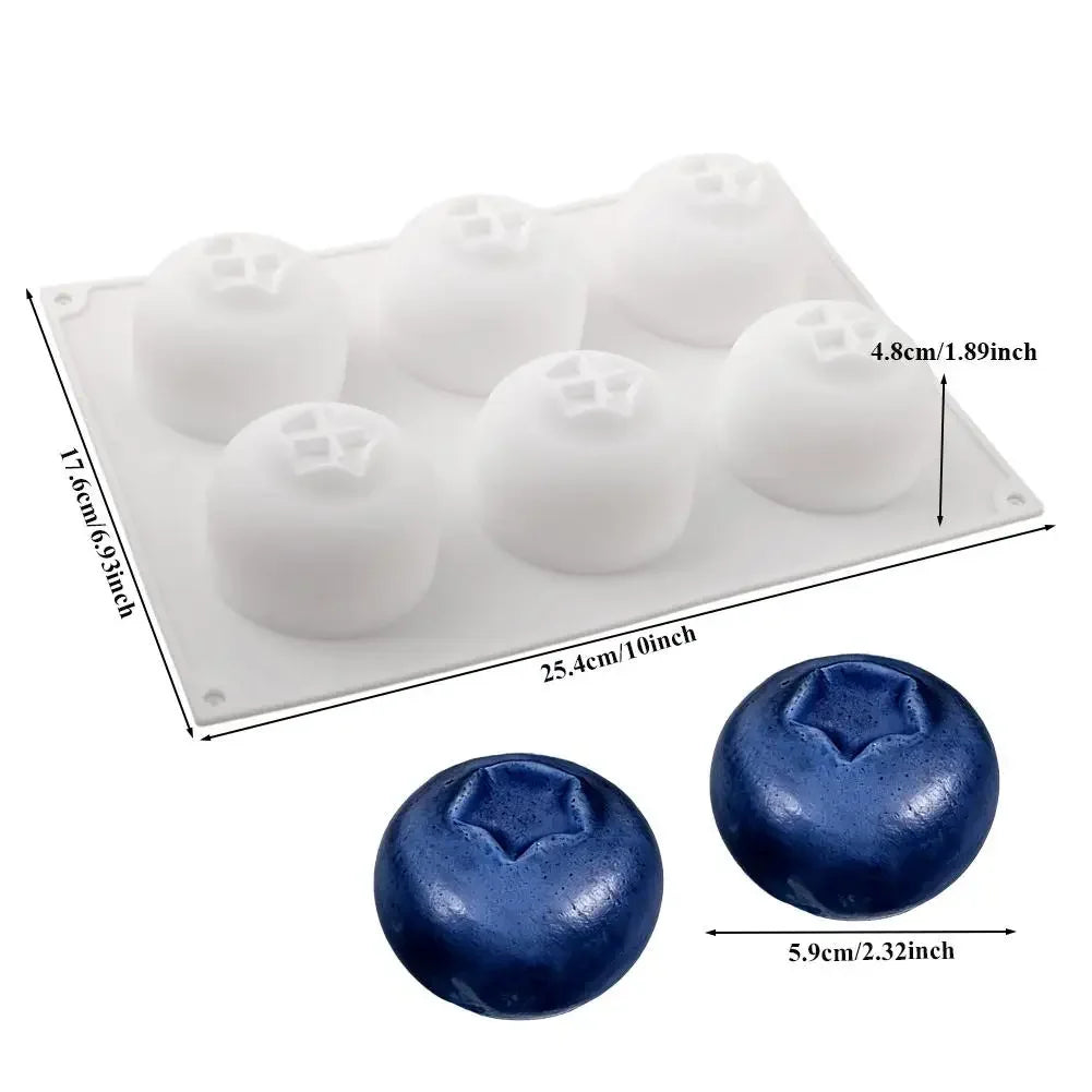 Blueberry Mousse Silicone Mold 6-Cavity 3D Fruit Shape Baking Pan For Chocolate Brownie Dessert Cake Decorating Tool Peaceful Pleasures Health and Wellness