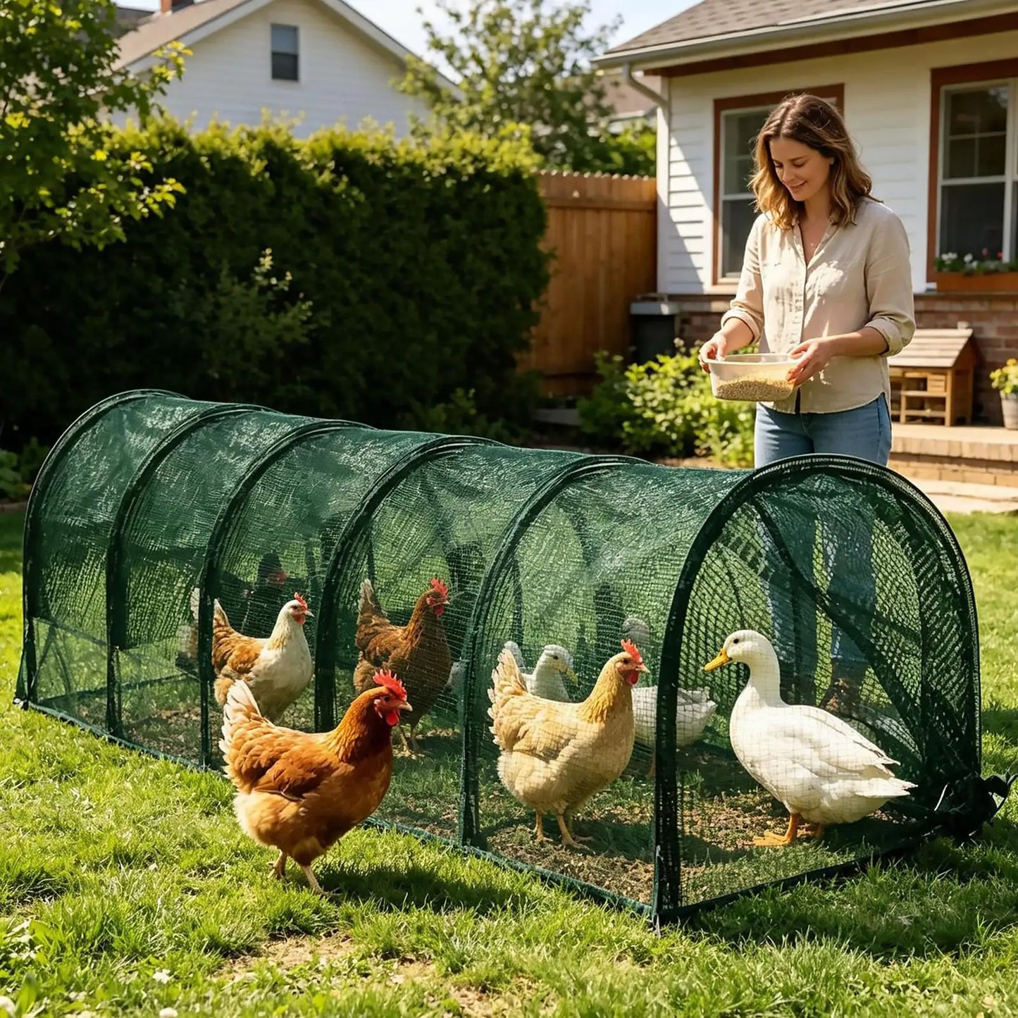 Foldable Chicken Tunnel Run – Outdoor Poultry Enclosure 300cm