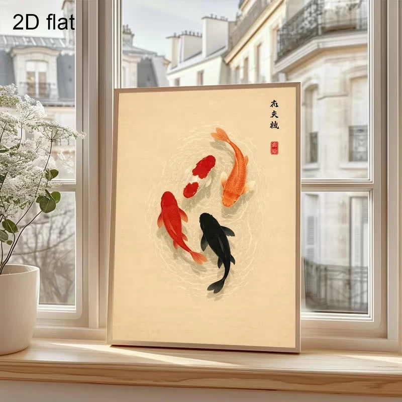 Modern Koi Fish Canvas Wall Art Print | Home Decor Poster