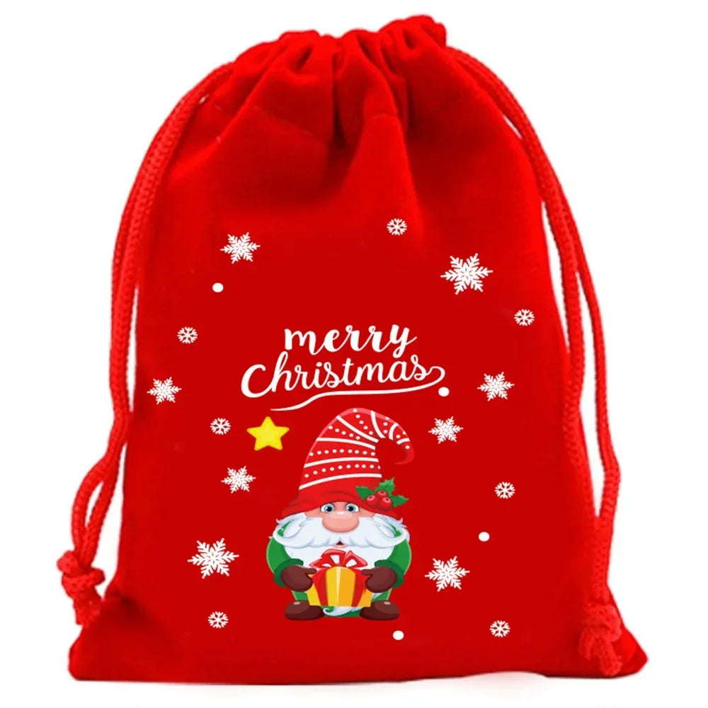 Christmas Velvet Drawstring Gift Bags | Candy & Jewelry Pouches