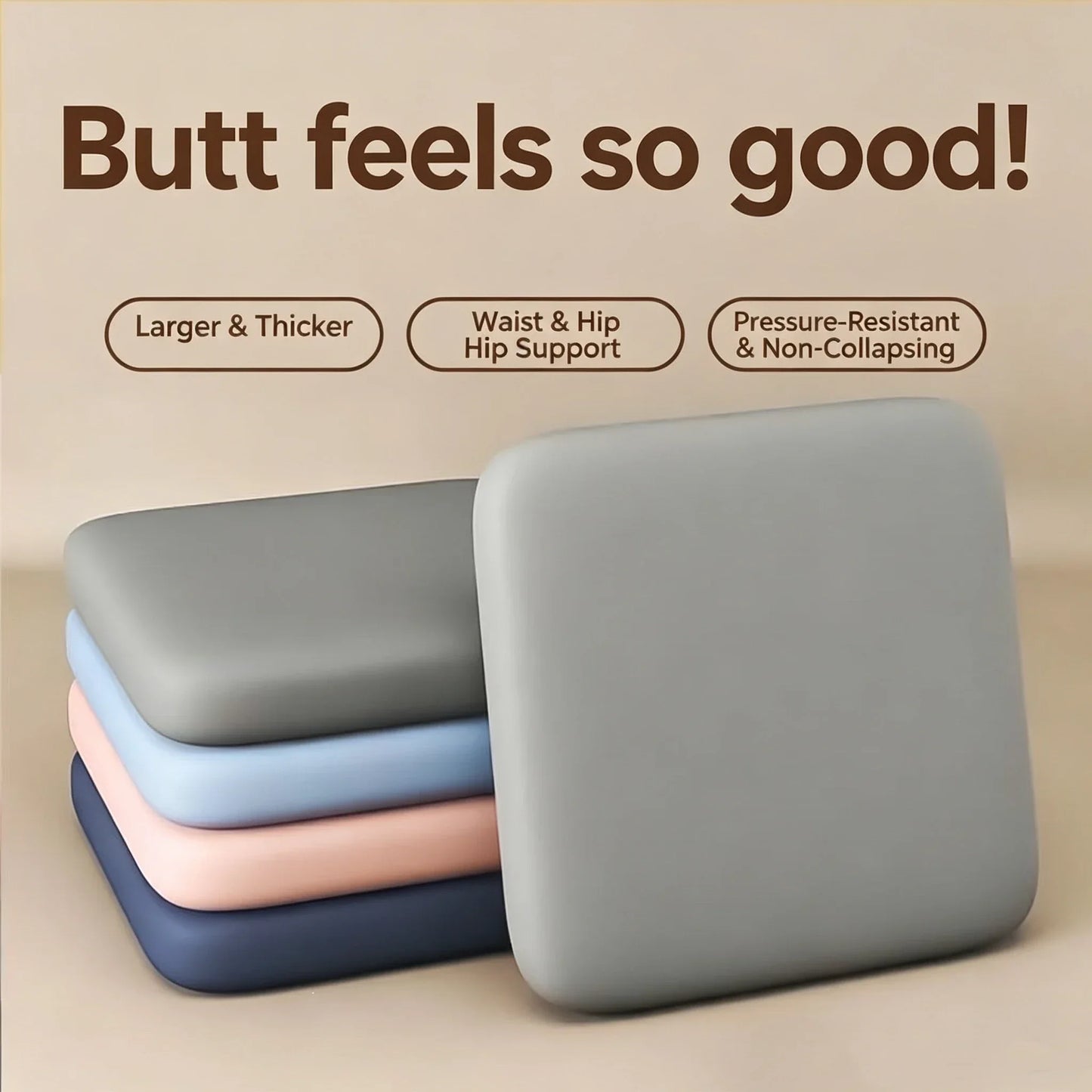 Thick Foam Seat Cushion – Soft Office & Car Chair Pad