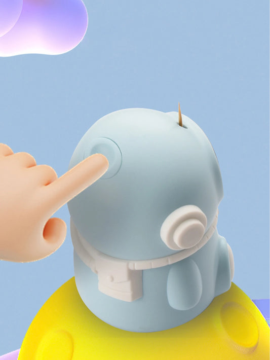 1Pcs Cartoon Astronaut Toothpick Storage Box Automatic Pop-up Toothpick Box Home Living Room Dining Room Toothpick Holder Peaceful Pleasures Health and Wellness