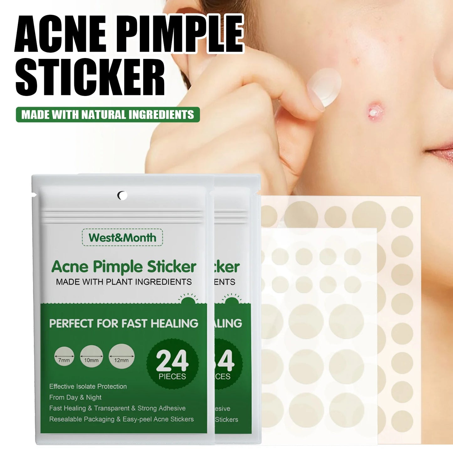24PCS Hydrocolloid Acne Patches – Salicylic Acid & Glycerin