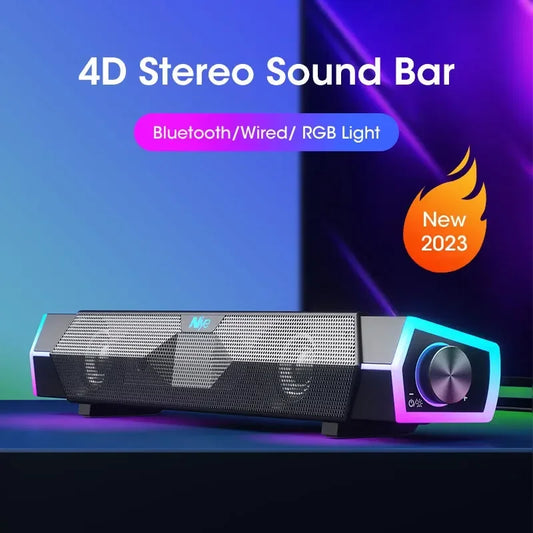 4D Stereo Sound Bar PC Speaker Surround Soundbar Bluetooth Wireless Wired Computer Speakers RGB Subwoofer for Laptop Theater TV Peaceful Pleasures Health and Wellness
