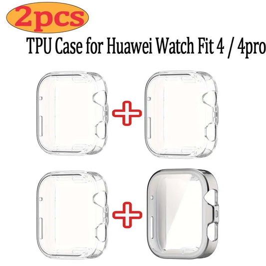 2-Pack TPU Case for Huawei Watch Fit 4 / Fit 4 Pro Protector Peaceful Pleasures Health and Wellness